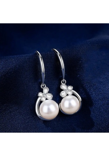 Çiçek İnci Takı Seti Gümüş, Yeni Yıl Hediye, Ahşap Kutu İçerisinde Gümüş