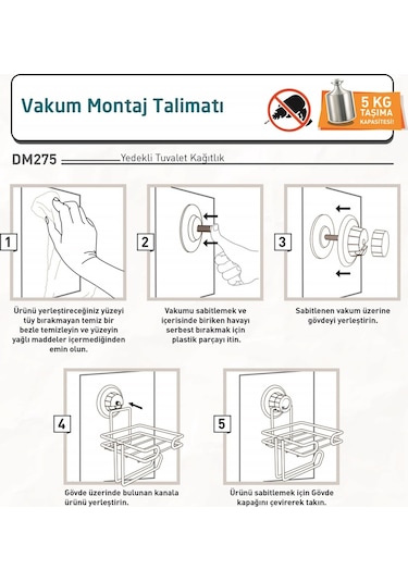 Teknotel DM275 Vakumlu Yedekli Tuvalet Kağıtlık Mat Siyah