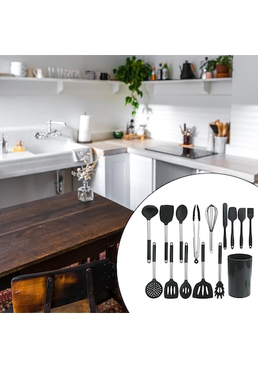 Suntek 15x Mutfak Aletleri Seti Izgara Malzemeleri İçin Siyah Siyah Çok Renkli