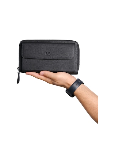 Mft Leather Hakiki Deri Unisex El Çantası Canelia 1310 Flother Mat Siyah