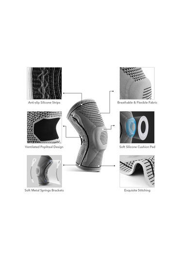Aubyhe L Beden Mavi Silikonlı Baskılı Spor Diz Koruyucu - Hareketlerde Desteği Ve Yumuşak Korumayı Sağlar Mavi