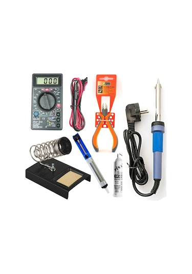 60W Havya + Lehim + Havya Standı + Lehim Pompası + Mini Yankeski + Multimetre