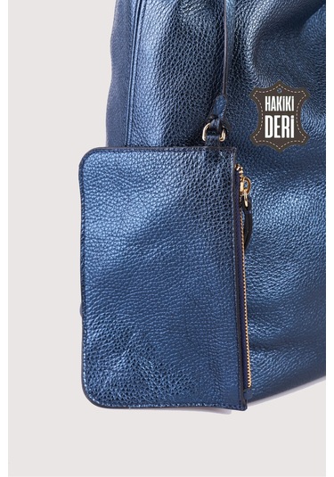 Hakiki Deri Kadın Omuz Çantası Lacivert Smr9199 Lacivert
