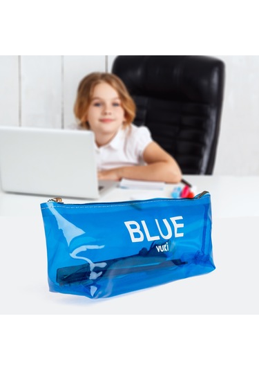 Vukı Seffaf Kalem Cantası Ucgen Mavı Vk-0115-03