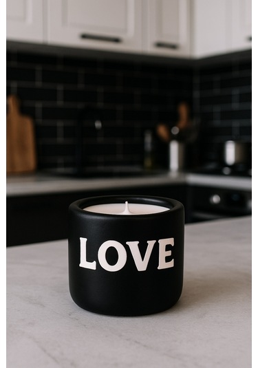 Dekoratif Kokulu Mum Love Siyah
