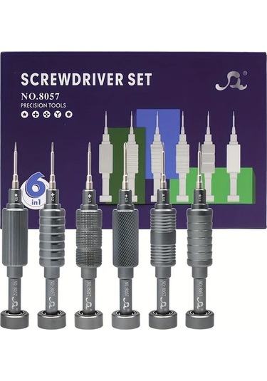 Xuweiwei Gri 6lı Hassas Manyetik Tornavida Seti S2 Celik Uclu Kaymaz Tasarim Aluminyum Sap Apple Iphone Android Bilgisayar Drone Onarim Dıy