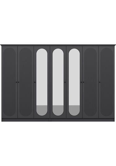 Kale 7 Kapak 3a 4ç Dolap Antrasit - Mebran Defne Ayna Antr 190cm Antrasit