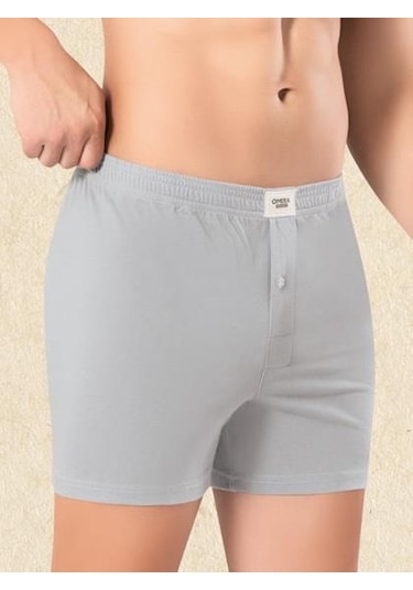 6 Adet Omera Organik Kumaş Erkek Düğmeli Boxer 2012 Gri