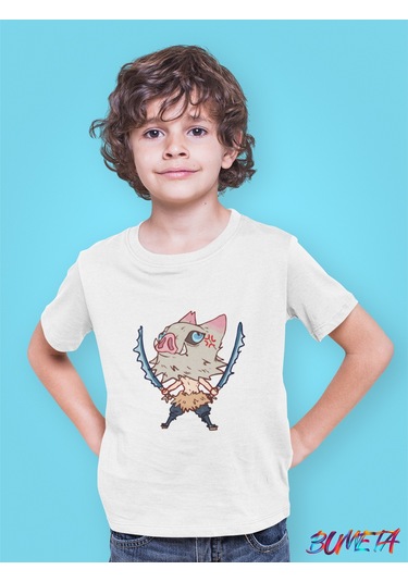Bumeta Anime Cute Karakter Baskılı Çocuk Tişört 3 Lü Set Beyaz
