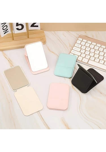 Zhanglei001 Beyaz Masaüstü Makyaj Aynası Katlanır Mini Cep Aynası Pratik Beyaz