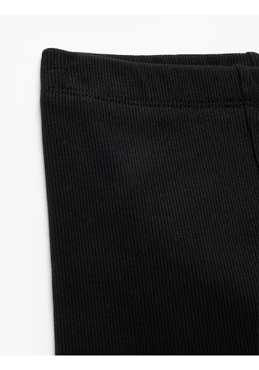 Koton Pamuklu Lastik Detaylı Ribanalı Basic Kısa Tayt Siyah 5skg40011ak Siyah