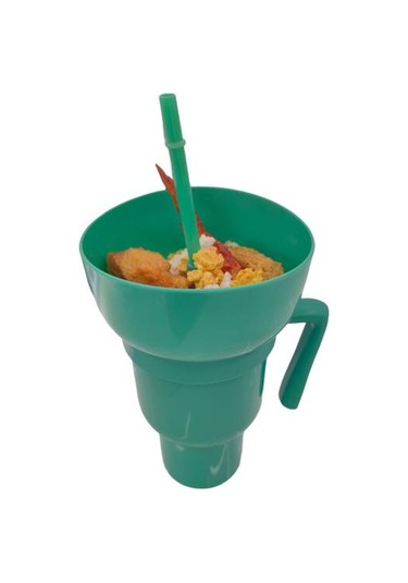 Koyu Yeşil İçecek Kupası Stadyum Bardak Ve Snack Bowl 2'si 1 Arada Snack İçecek Bardağı