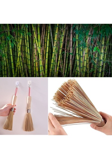 Cc Ggball 2 Paket Geleneksel Doğal Bambu Wok Fırçaları, Mutfak Temizleme Fırçası, Bambu Mutfak Tava Fırçası, Doğal Bambu Tava Fırçası, Tencere Fırçası, Tencere Fırçası Temizleme