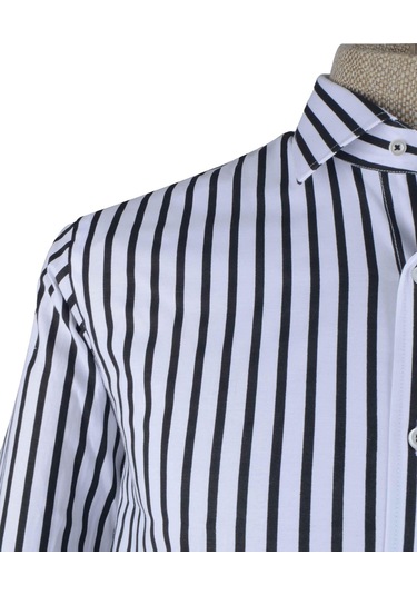 Cengiz İnler Kalın King Çizgili Slim Fit Erkek Gömlek 001