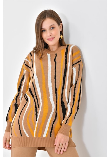 Ftz Women Kadın Zebra Desen İkili Takım Bisküvi 20503-bisküvi Kahverengi