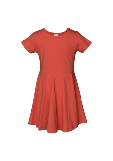 Lovetti Kiremit Kız Çocuk Düz Basic Kısa Kol Elbise 9560K019 Turuncu