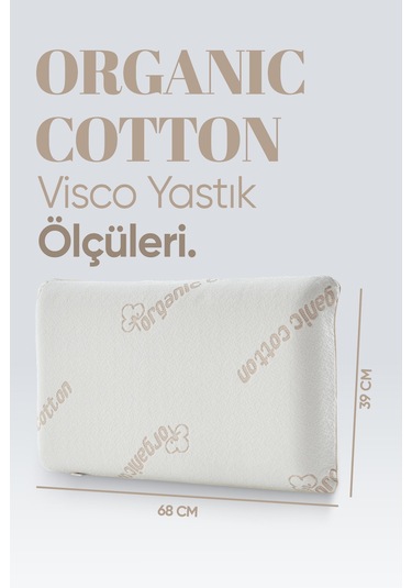 Organik Koton Ortopedik Visko Yastık - %100 Doğal Pamuk Kumaş - Konforlu Nem Kontorllü Akıllı Yastık Beyaz