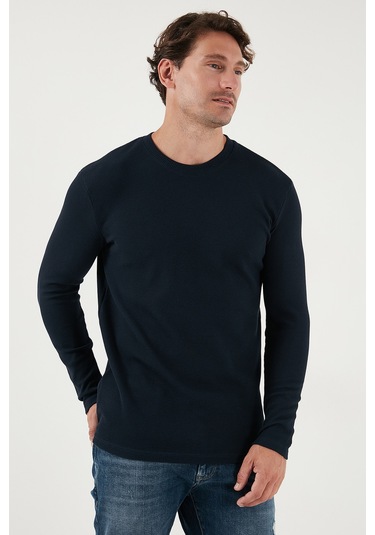 Buratti Pamuklu Bisiklet Yaka Slim Fit Basic Erkek Sweat 5905073 Lacivert