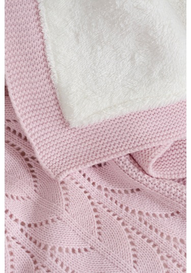 Toffy Toz Pembe Buğday Örgü Bebek Battaniyesi 100x100 Pembe