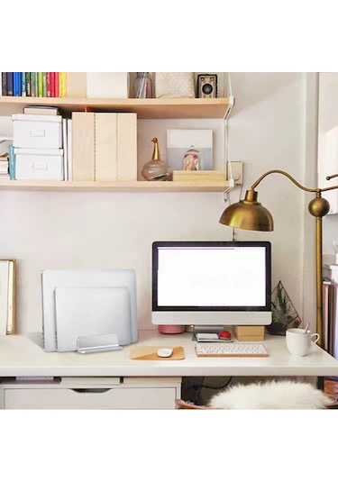 Tenfowee 2'li Dizüstü Bilgisayar Standı - Ayarlanabilir Alüminyum Dikey Tutucu, 17"e Kadar Uyumlu, Masaüstü Organizasyonu