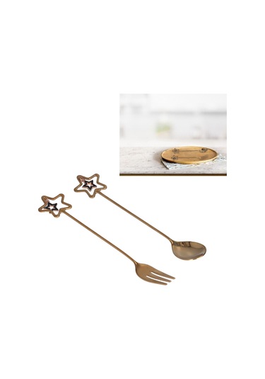 Geeroyoo 304 Paslanmaz Çelik Yıldız Pendentlı Kaşık-çatal Seti Kahve Karıştırıcı, Tatlı Servisi Nikah Hediyesi Ev Ve Restoran Kullanıma Uygun Diğer