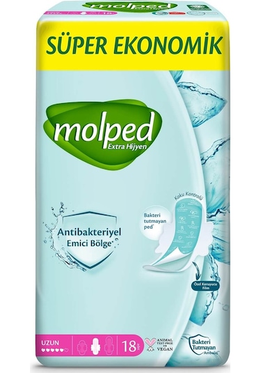 Molped Süper Ekonomik Antibakteriyel Ped Uzun 18'li
