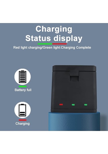Trendooze Geeksen 3 Adet 1800mah Pil + 3 Yuvalı Pil Şarj Cihazı Usb Portu İle Gopro Hero 12/11/10/ Kamera Şarj Cihazı Vj