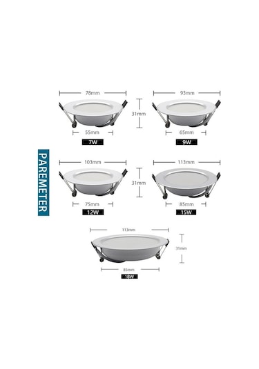 Sıcak Beyaz 10 Adet Led Downlight 220v Yuvarlak Gömme Armatürler 18w 15w 12w 9w 7w Tavan Spot Aşağı Işıklar Mutfak Oturma Odası Ofis Için 7w