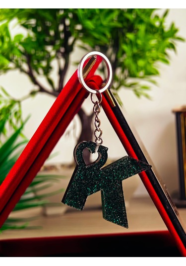 Harfli Anahtarlık Epoksi Kişiye Özel Yapım El Yapımı Harf Anahtarlık Kalp Model Özel Tasarım Hediyelik Ürün Kalp Desenli Simli Anahtarlık Bronz