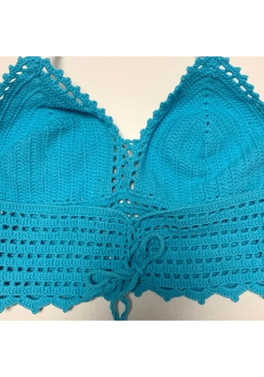 Uretti - Aslı 5776 - El Yapımı Turkuaz Crop Top