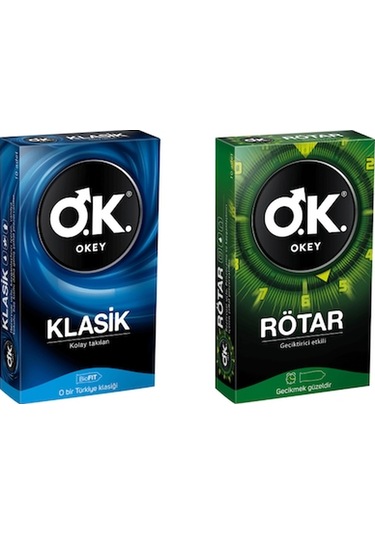 Okey Klasik Prezervatif 10'lu + Rötar Prezervatif 10'lu