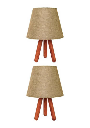 2'li Kilim Tripod Abajur Kahverengi