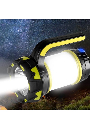 Techtic Kamp Feneri 6 Modlu Şarj Edilebilir El Feneri Powerbank Siyah