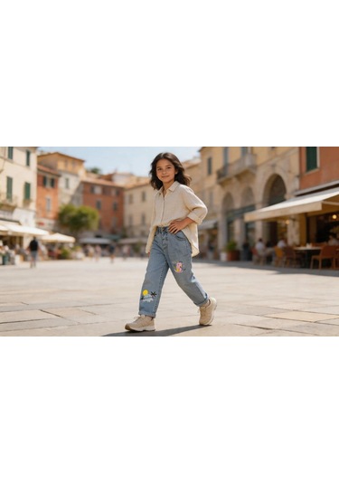 Kaizer Jeans Açık Mavi Dinazor Desenli Çocuk Pantolonu