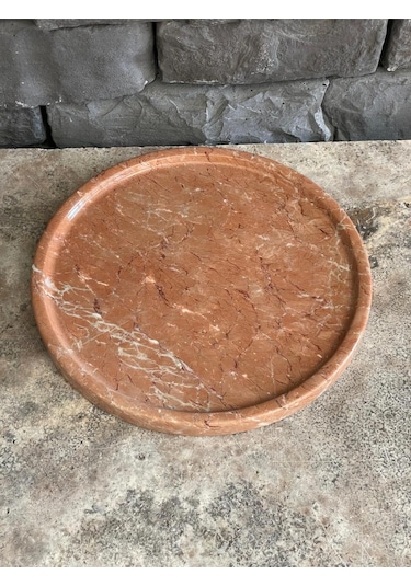 Gül Pembesi Mermer Tepsi 26x3 Beyaz