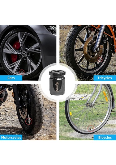 Ximistore9 Oto Ve Motosiklet Lastik Açma Korumalı Emme Valfi Kapağı, Paslanmaz Çelik, Toz Ve Sızıntı Engeli, 4'lü Siyah Set