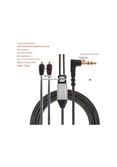 Ie900 Mmcx Arayüz Kulaklık Kablosu - Bükülmüş Fişli Yedek Ses Onarım Hattı