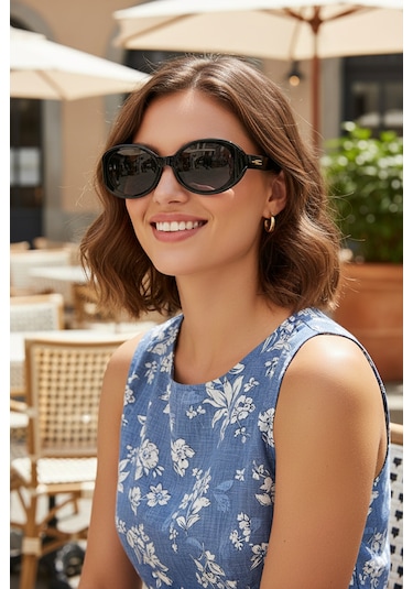 Daniel Klein Dk4342-1 Bold Line Heritage Oval Kadın Güneş Gözlüğü Siyah