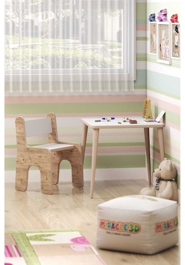 Miracle 3d Çocuk Oyun Etkinlik Çalışma Masası Ve Sırt Dayamalı Sandalye Aktivite Masası Atlantik