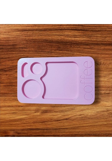 Ahşap Boyalı-vernikli Pembe Kahve Sunumluk 6 Adet -