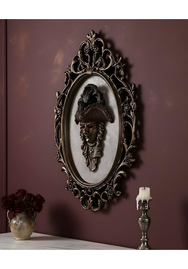 Venezia Oval Çerçeveli Mask Duvar Dekoru