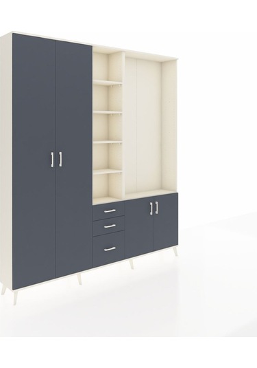 Arges Dolap 13 Raflı 3 Çekmeceli 4 Kapaklı 220x30x243 Aytaşı-antrasit/antrasit Antrasıt/antrasıt