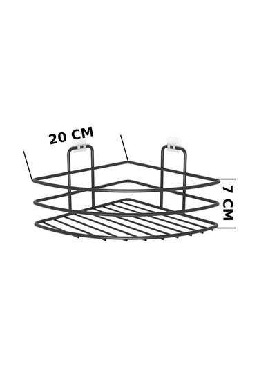 Kendiliğinden Yapışkanlı Montaj Gerektirmeyen Tek Katlı Banyo Askı Köşe Şampuanlık Siyah 4172 Çok Renkli