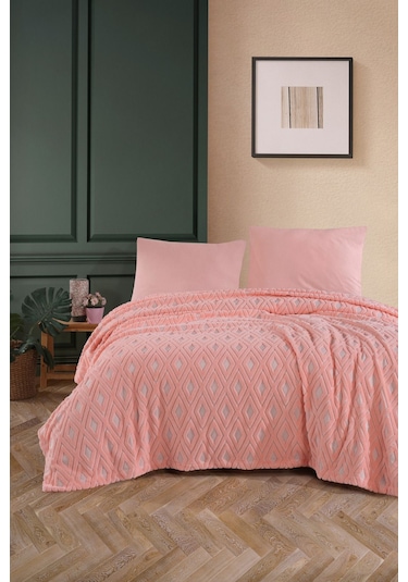 Formeya Jakarlı Wellsoft Çift Kişilik Yatak Örtüsü Pike Açık Pudra