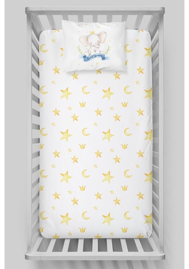 Organik Bebek Boy Lastikli Çarşaf Seti 70x130 - Kraliyet Düşleri