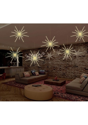 Pilli Dekoratif 8 Mod Kumandalı Günışığı Sarkıt Fişek Led 8 Mod