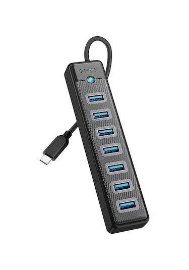 Yunboo Orico Usb-c 7 Port Genişletici Hub - 5gbps Hızlı Veri Transferi, 5v3a Kararlı Besleme, Usb 3.0, Siyah Pw7u-c3