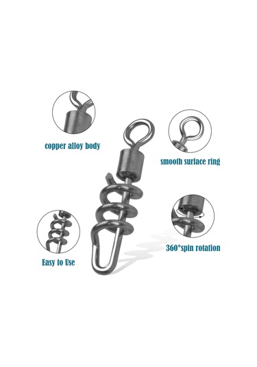 8 -2/0 50 Adet Yem Kilidi, Ağır Hizmet Tipi Döner Bağlantı Elemanları İle Tirbuşon Yemler Balıkçılık Aksesuarları Hızlı Yem Kilidi Bağlantı Elemanları Tuzlu Su Tatlı Su Diğer