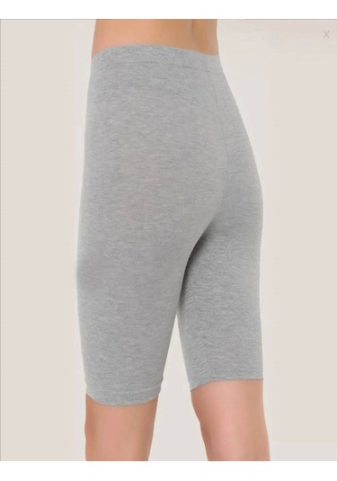 Battal Diz Üstü Etek Altı Kısa Kadın Tayt 5081 Gri