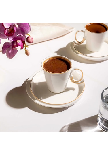 Nehir Stella 6 Kişilik 12 Parça Porselen Kahve Fincan Takımı